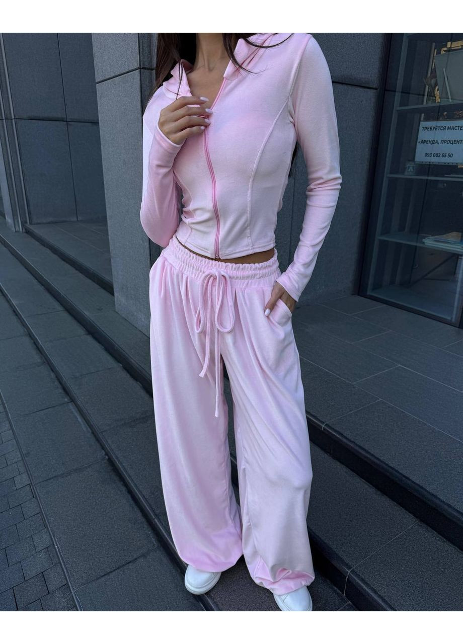 Жіночий спортивний костюм із велюру • кофта на змійці, штани оверсайз, реальні фото 🔴 • заміри в описі GD/GL Модний простір (364966381)