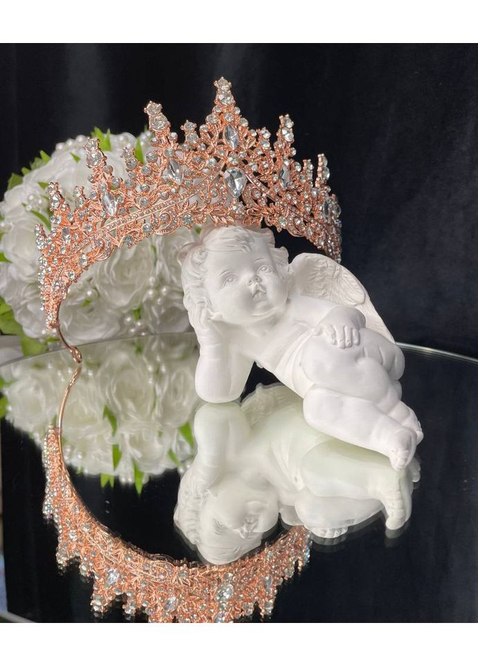 Діадема на петлях Рожеве золото Металева тіара для дівчаток Тіара для весільної зачіски No Brand (369162562)