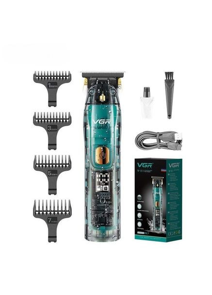Бездротовий акумуляторний тример машинка для стрижки V-961 із захистом IPX7 змінні насадки VGR (298988082)