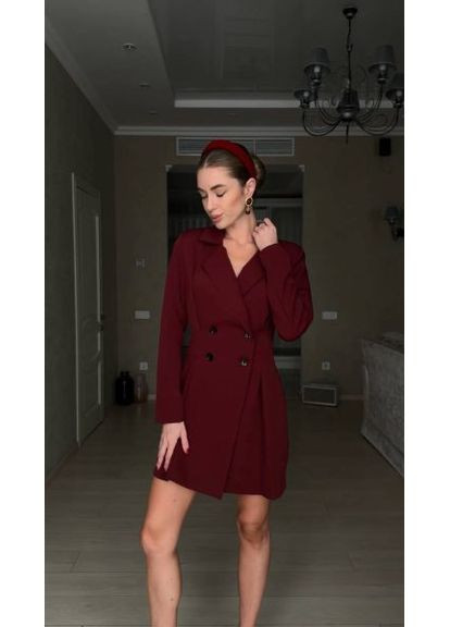 Бордовое платье-пиджак, из костюмной ткани,, р. (ст. 0753ir) No Brand