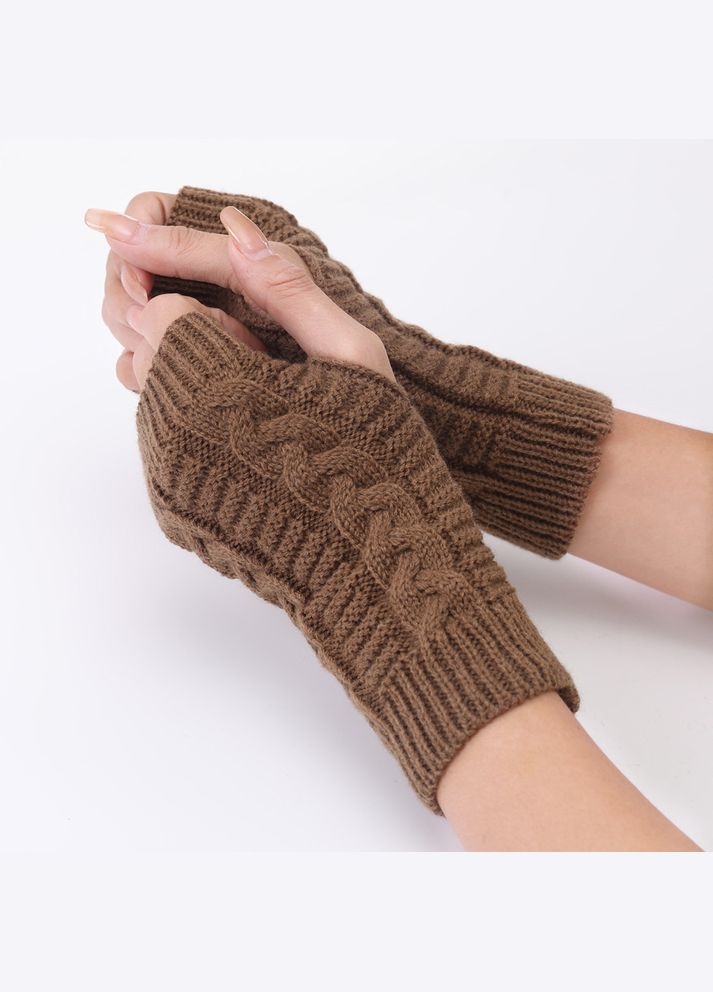 Мітенки в'язані капучіно One Size No Brand (308976968)