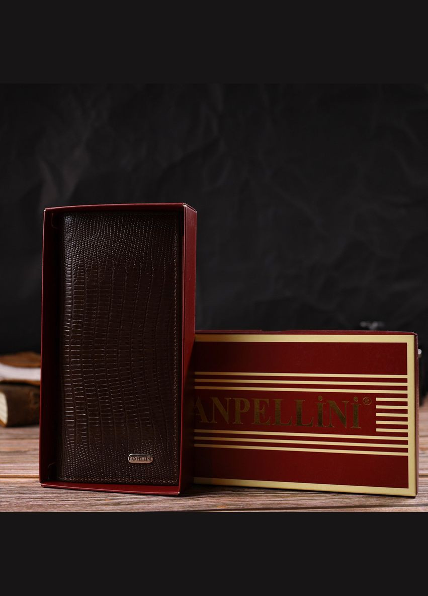 Фактурний чоловічий вертикальний гаманець з натуральної шкіри з тисненням 21899 Canpellini (331911210)