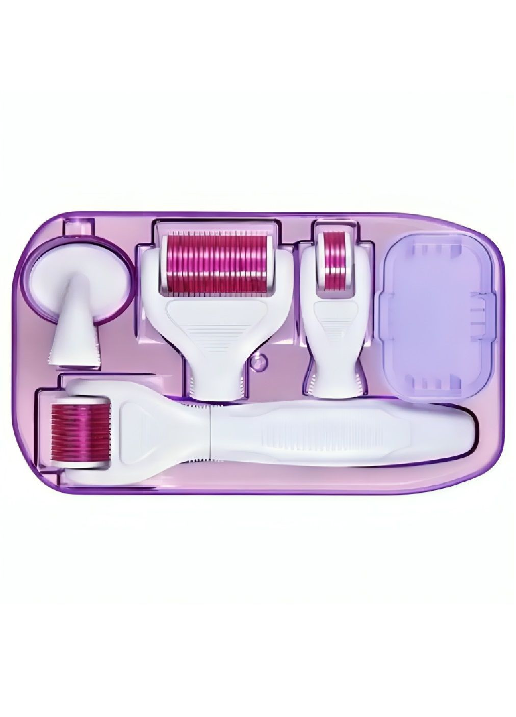 Комплект мезороллер дермароллер для догляду за шкірою обличчя шиї тіла з кейсом для зберігання насадками 4 штуки (479782-Prob) Unbranded (323757569)