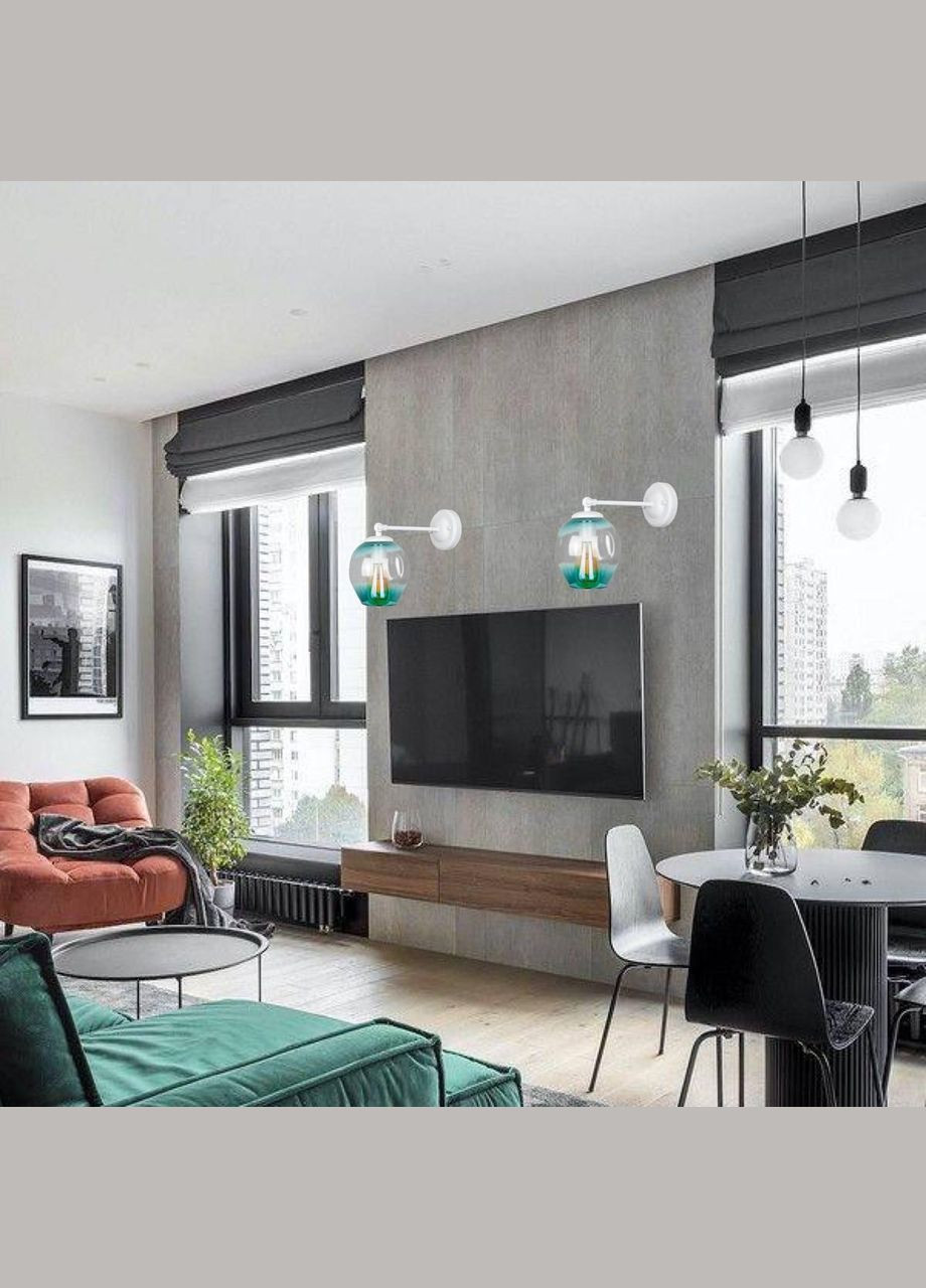 Біле скляне бра "Молекула" (56-WPR0231F-1 WH+BL) прозорий блакитний No Brand (370069575)