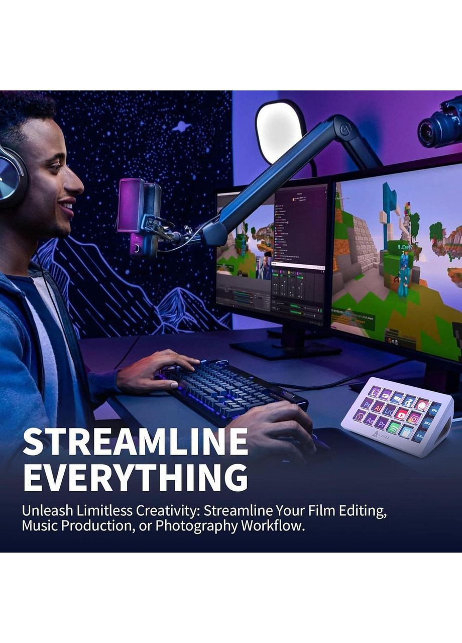 Программируемая LCD Клавиатура AKP153 White, Для стриминга, монтажа, управления медиа и макросов Ajazz (370202840)