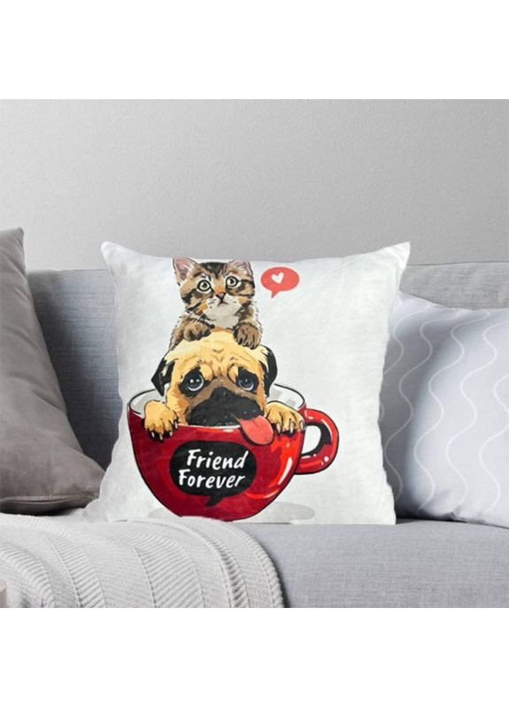 Подушка велюровая двухсторонний 3D принт наволочка на молнии Friend Forever 35×35 см Україна ТД (369660218)