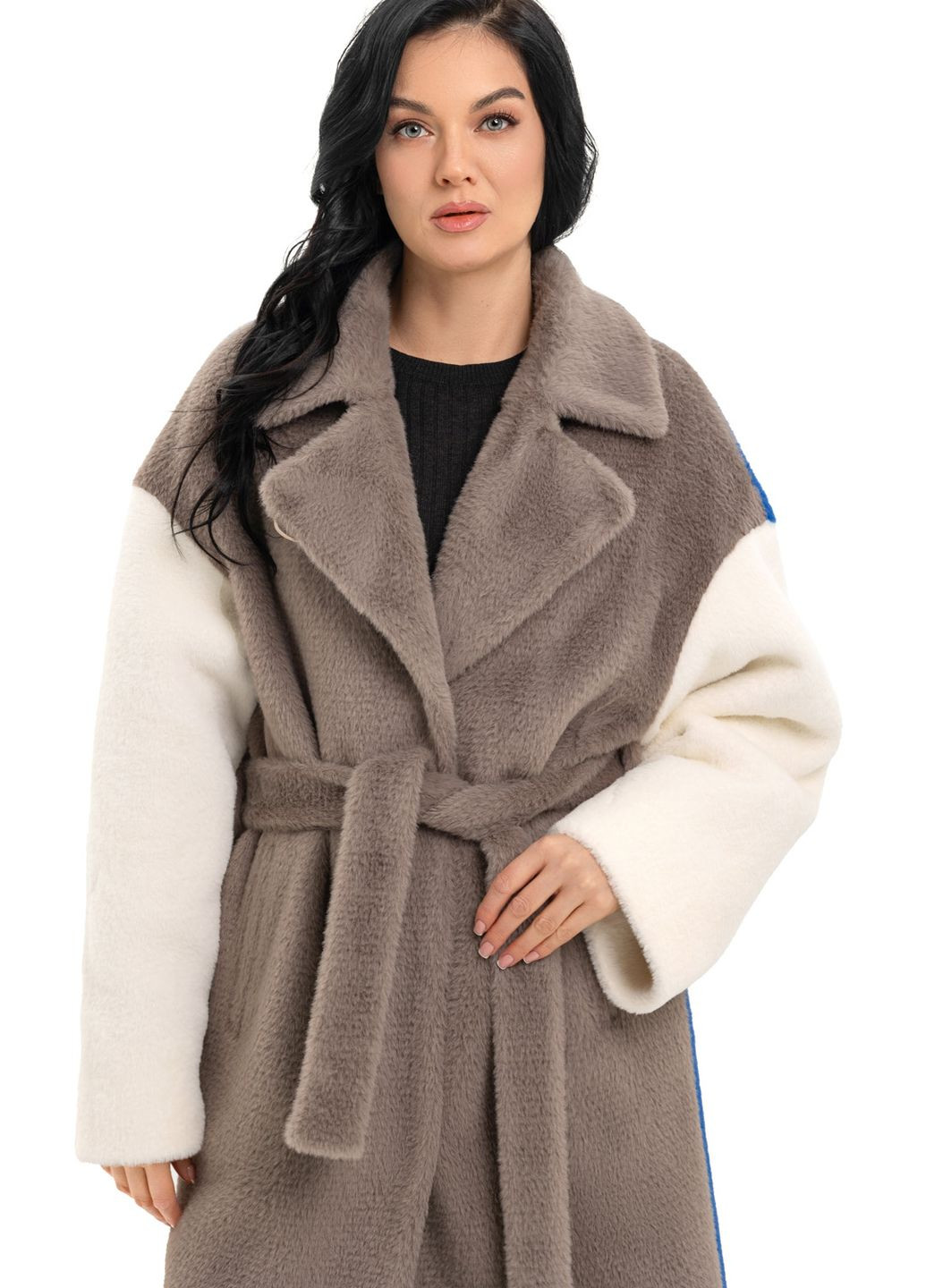 Кофейное зимнее Пальто Амура (капуч,белый,синий) Emass