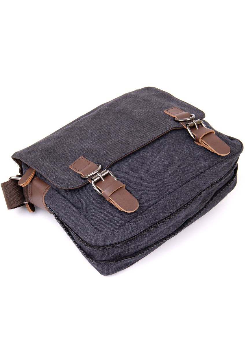 Сумка листоноша текстильна через плече з кишенями Vintage чорна (sku_20604) No Brand (328922572)