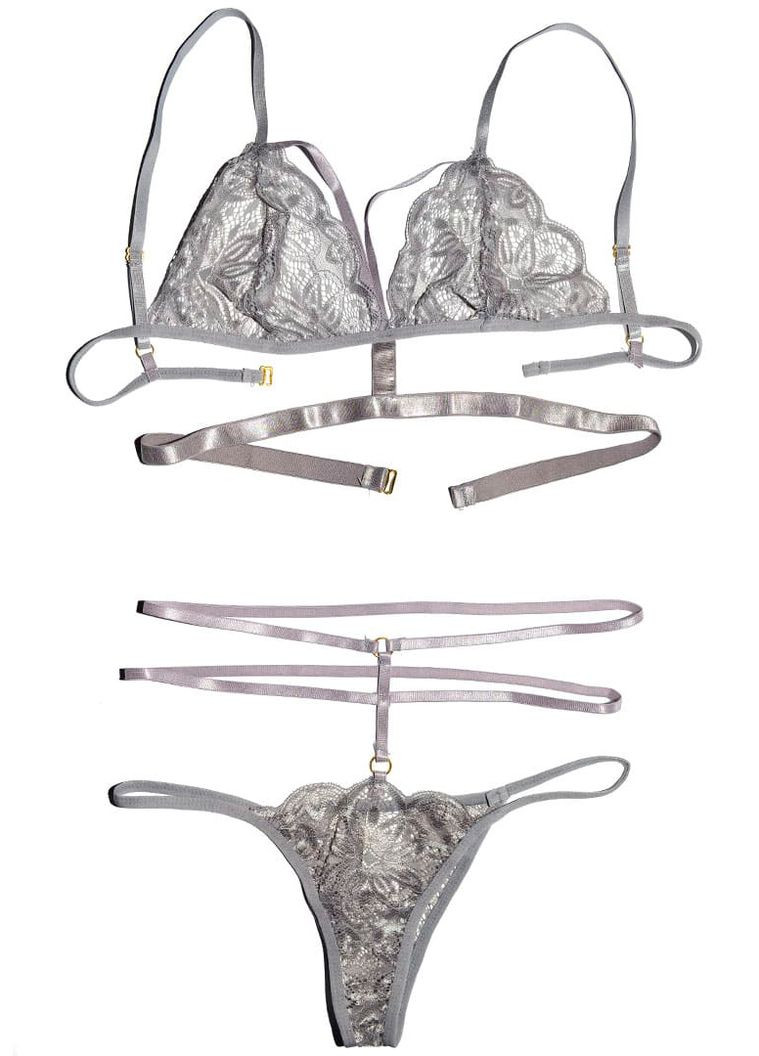 Серый демисезонный эротический комплект Langsha