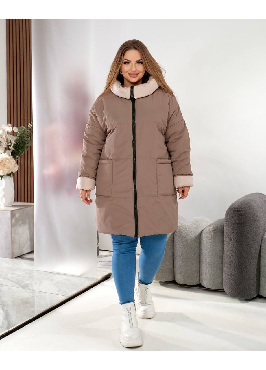 Коричневая демисезонная женская куртка-пальто Asi.Store.ua