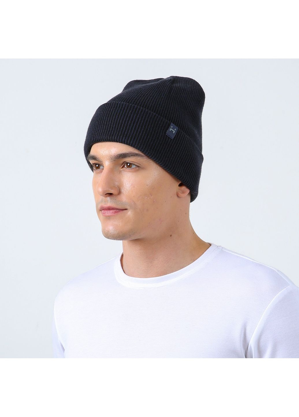 Шапка біні чоловіча бавовна синя МАРТЕН 330-313 LuckyLOOK 330-313M (351856214)