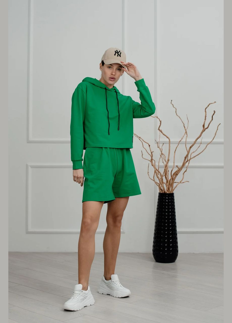 Костюм женский летний шорты и худи зеленый MKAZ6229-2 Modna KAZKA (276838805)