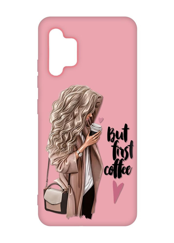 Матовий рожевий чохол на Samsung Galaxy A32:: Дівчина з кавою (принт 114) Creative (360696169)