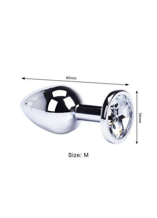 Анальна пробка з великим кристалом із нержавіючої сталі 80*34 мм RUNYU Білий No Brand (307084822)