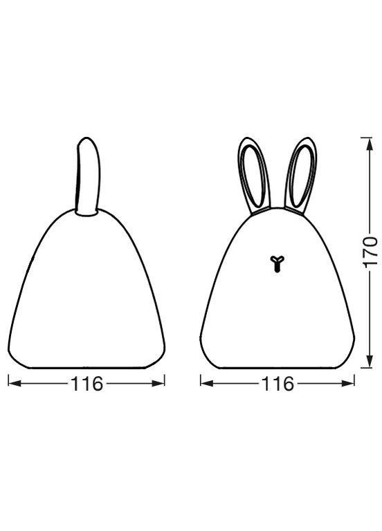 Cвітильник нічник з акумулятором NIGHTLUX TOUCH Rabbit 2.5Вт 100Лм 1200мА•год RGBW USB-A > microUSB Ledvance (315502507)