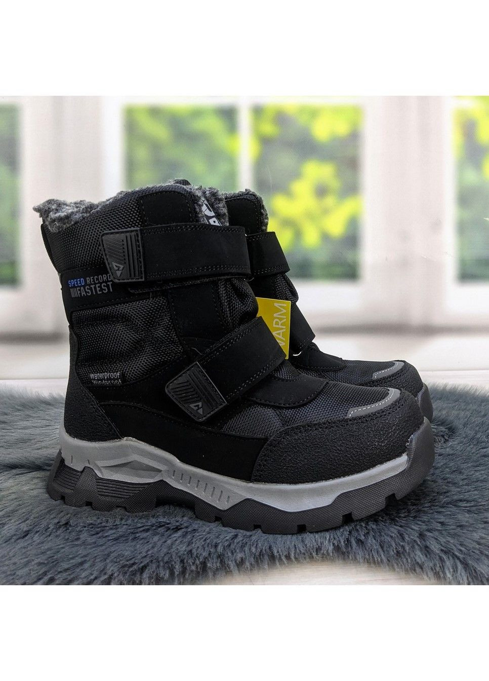 Черные повседневные зимние термоботинки сноубутсы детские для мальчика Tom.M