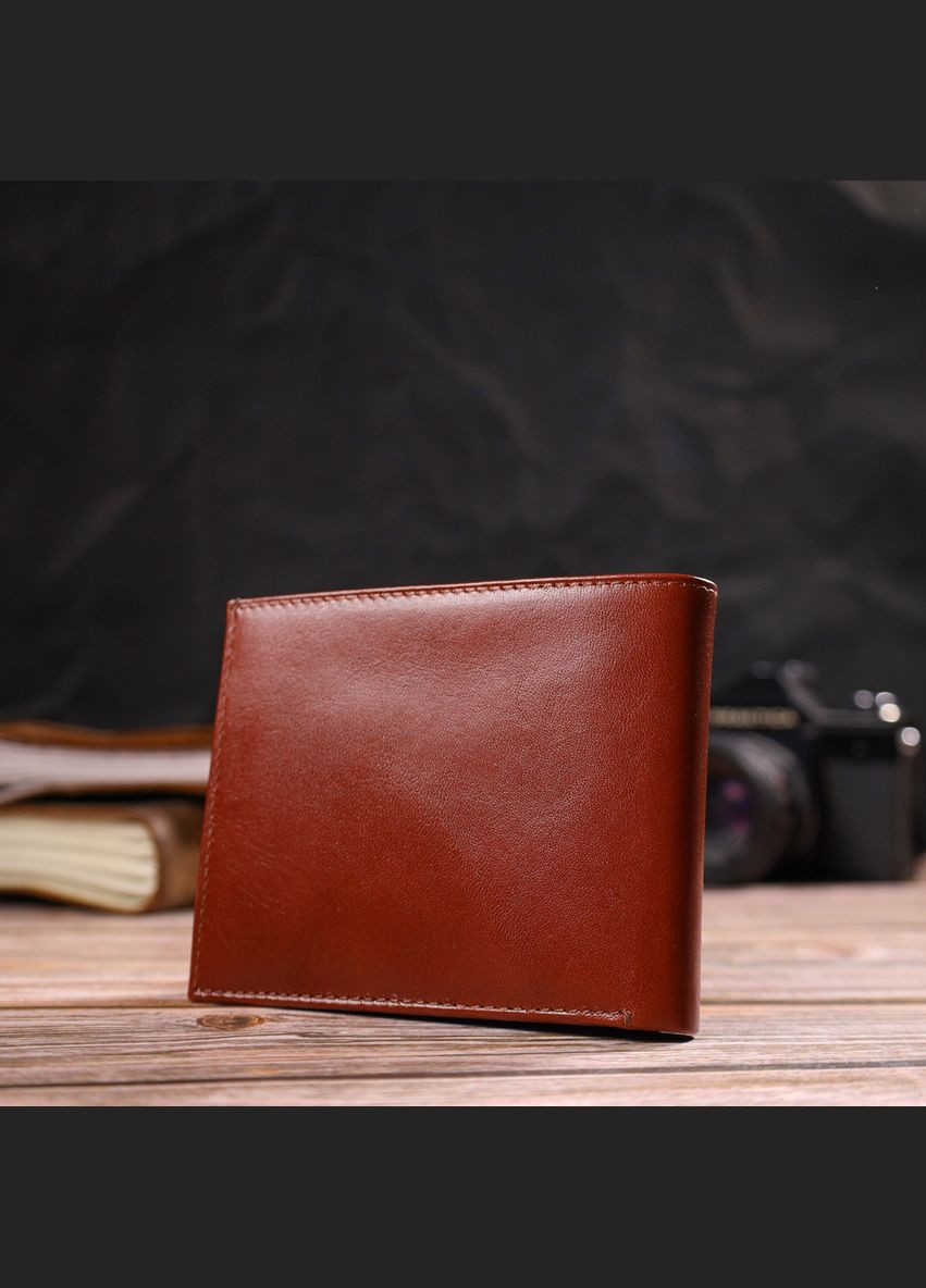 Кошелек мужской Кожаный без застежки гладкий 21762 Коричневий Canpellini (306882293)