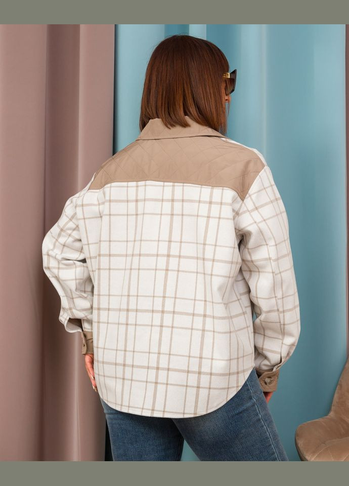 Бежева демісезонна куртка-сорочка 1626 Alenka Plus