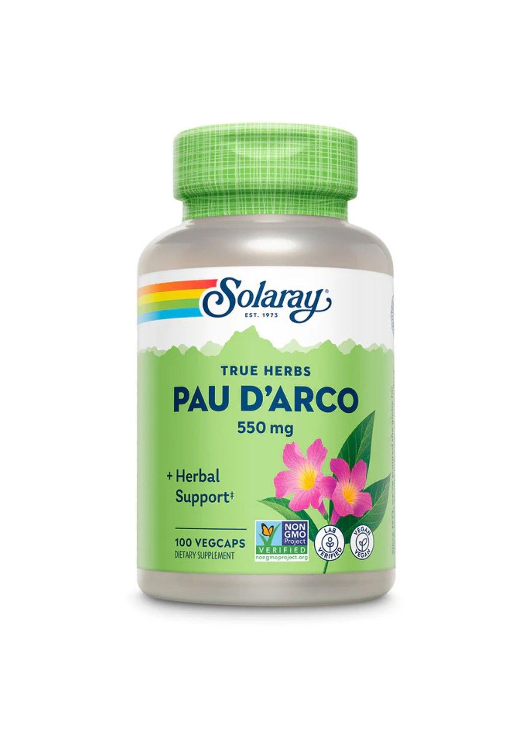 True Herbs, По д'Арко, 550 мг, 100 растительных капсул Solaray (347600020)