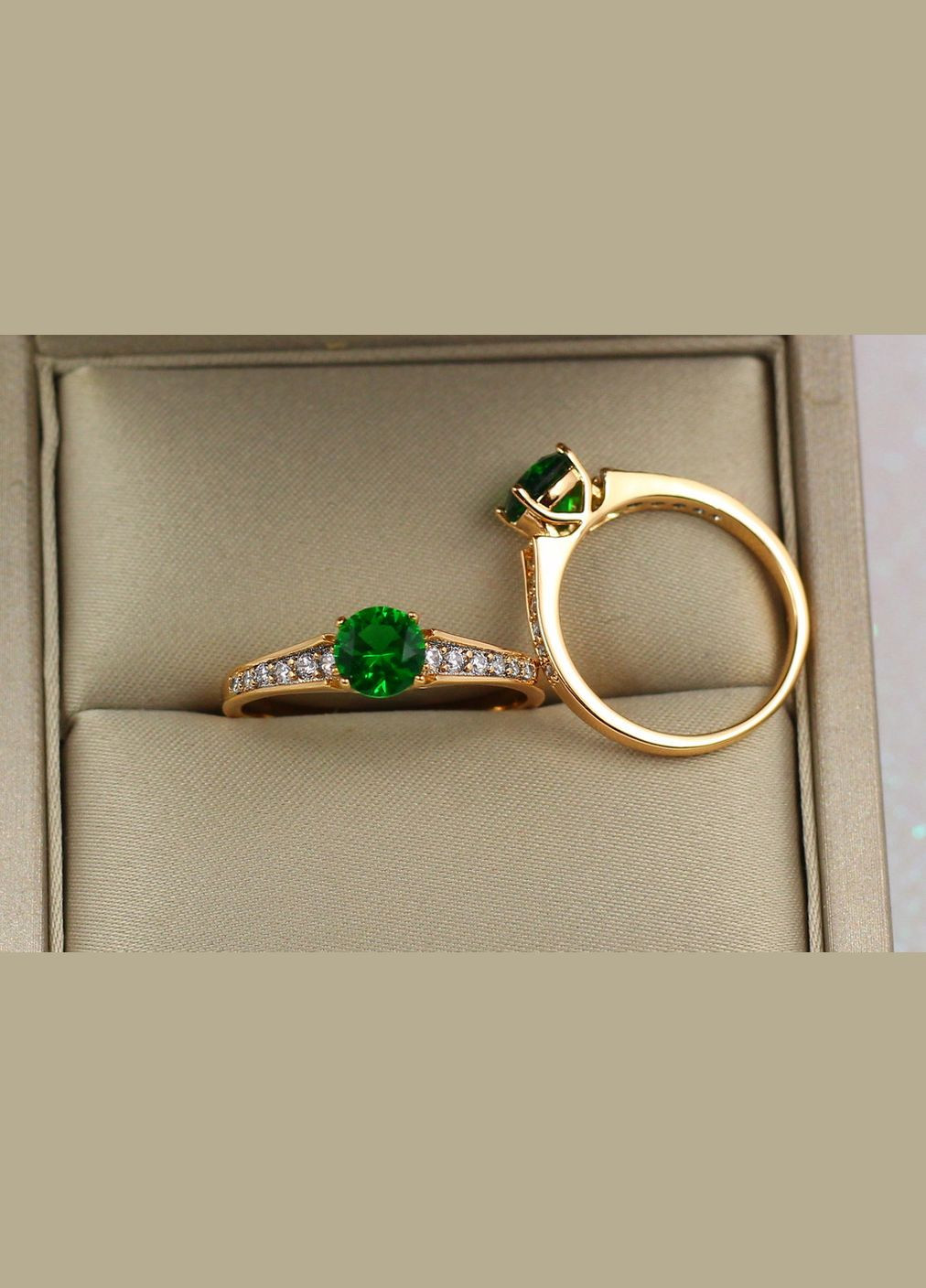 Кільце з зеленим каменем р 16 золотисте Xuping Jewelry (316606912)
