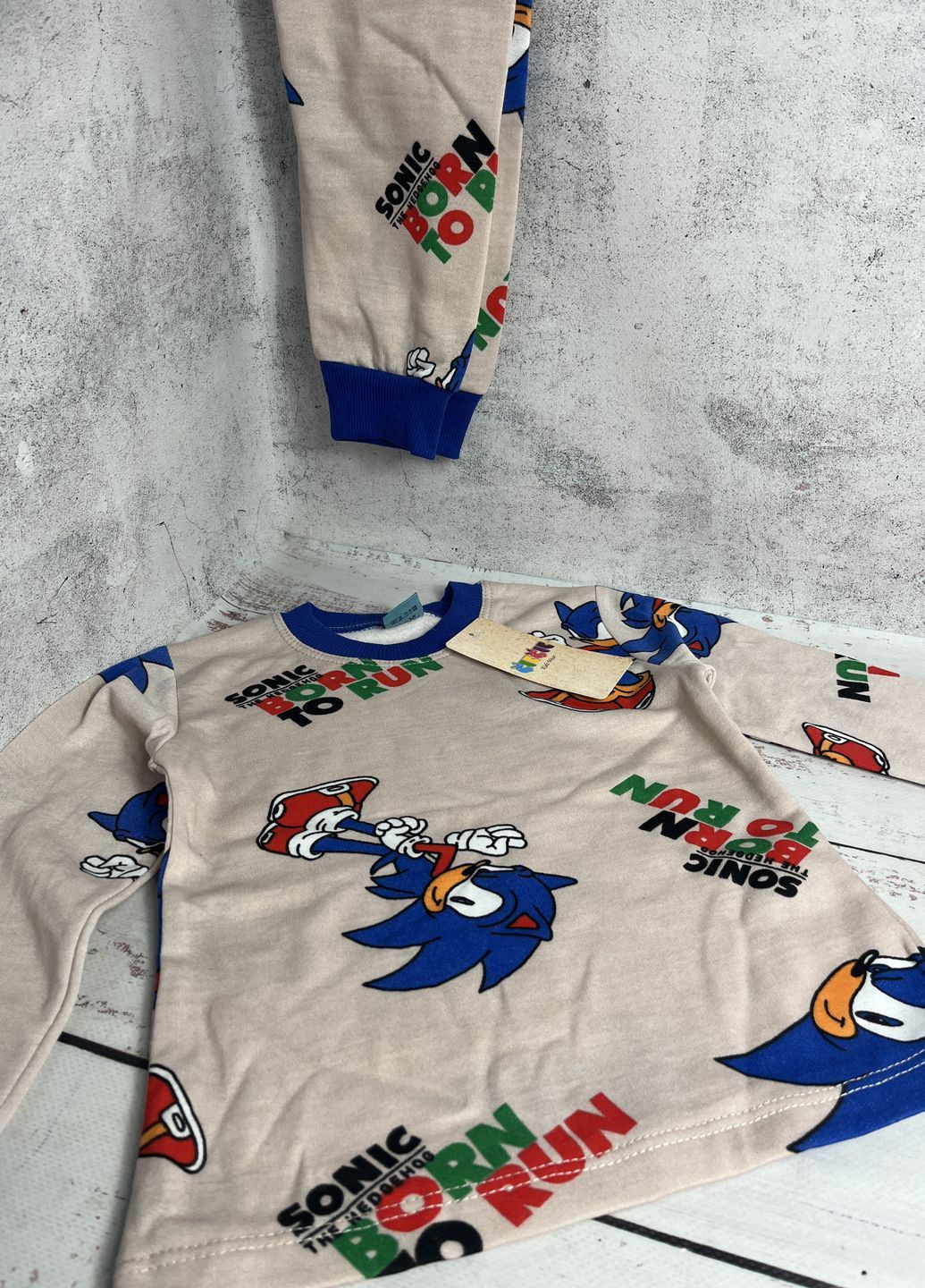 Бежева піжама дитяча на хлопчика бежевий (1224) світшот + брюки CITCIT