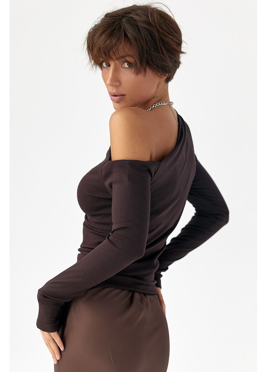 Обтягуючий лонгслів з відкритим плечем Lurex (362622490)