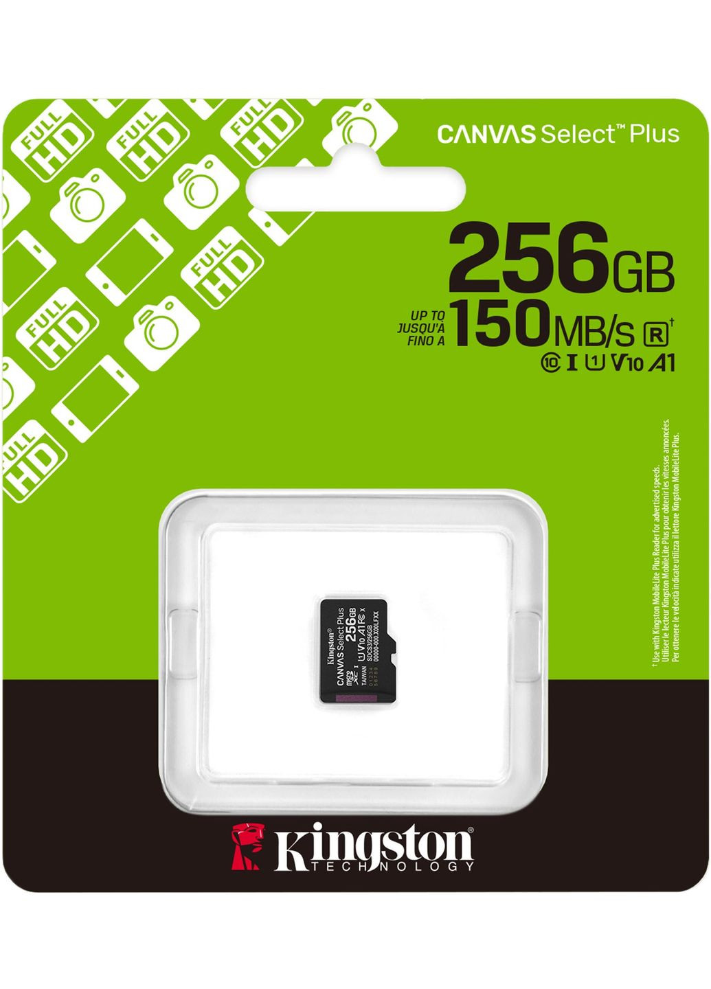 Memory card microSDXC 256GB Canvas Select Plus Gen3 C10 A1, Retail Kingston (367073336)