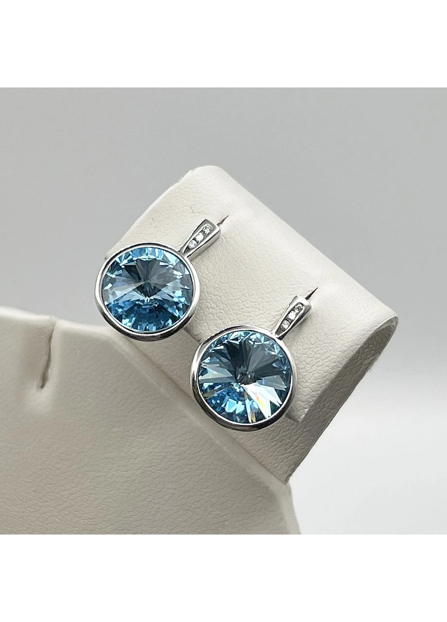 Сережки срібні з блакитним кварцем 5,25 г No Brand (369737661)