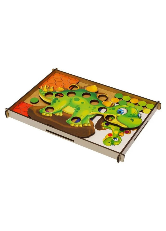 Деревянная мозаика "Динозаврик" (ПСД193) PSD193, 8 карт с заданиями Ubumblebees (304410889)