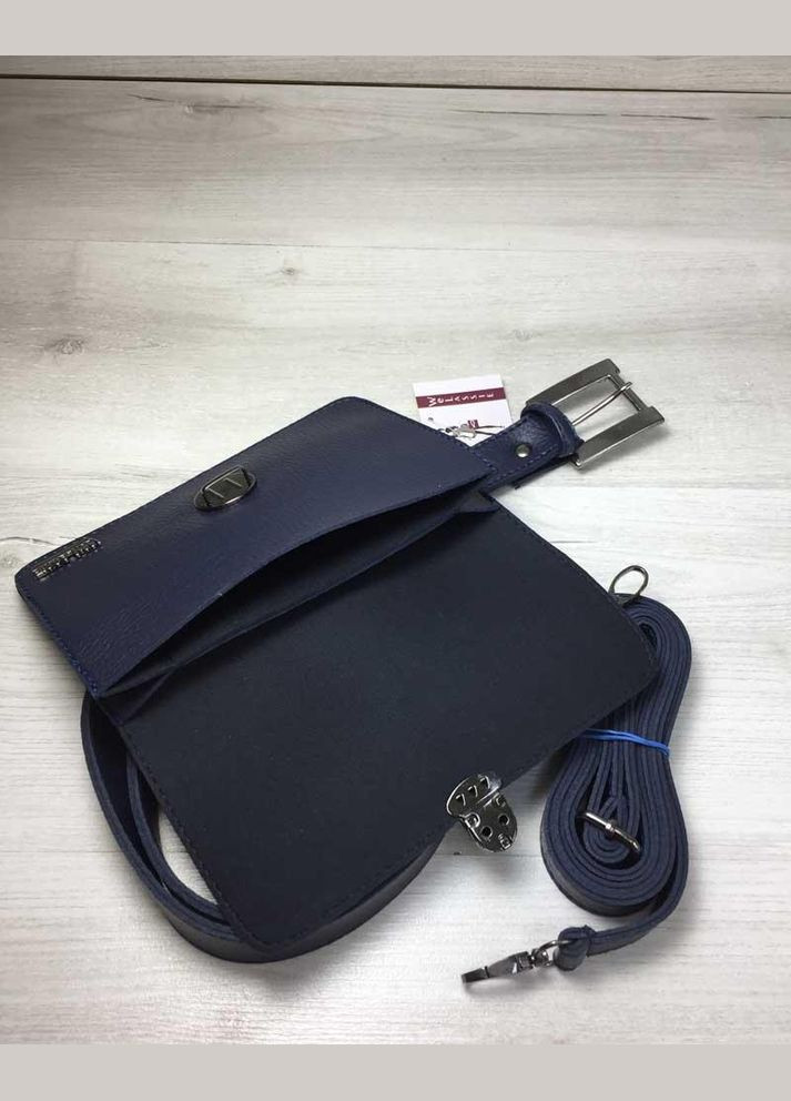 Поясная женская сумка-клатч с ремнем на плечо Арья искусственная кожа темно-синяя WeLassie (298571209)