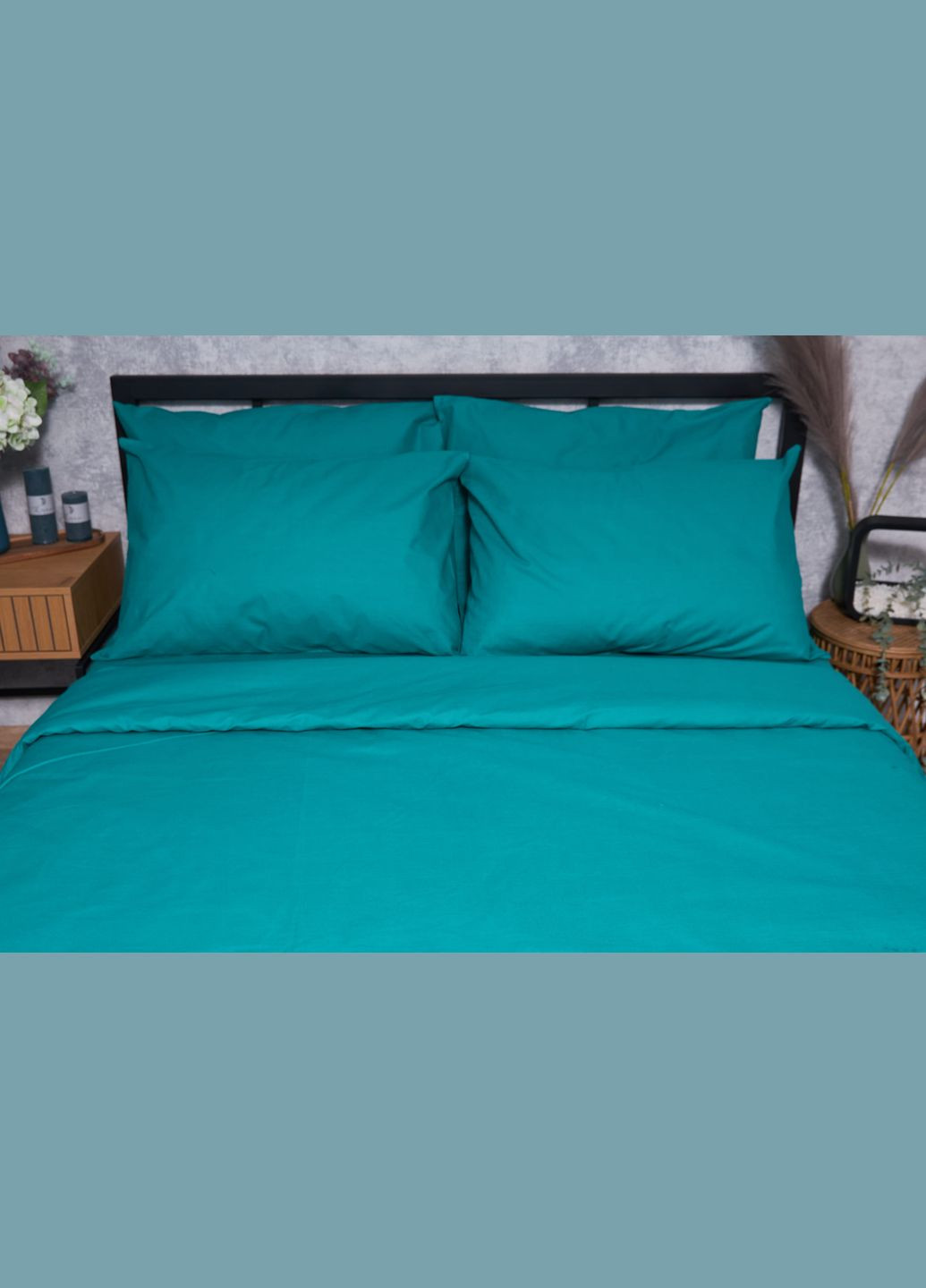 Комплект постільної білизни Бязь Gold Люкс «» євро 200х220 наволочки 2х40х60 (MS-820001608) Moon&Star Green Deep (285717785)