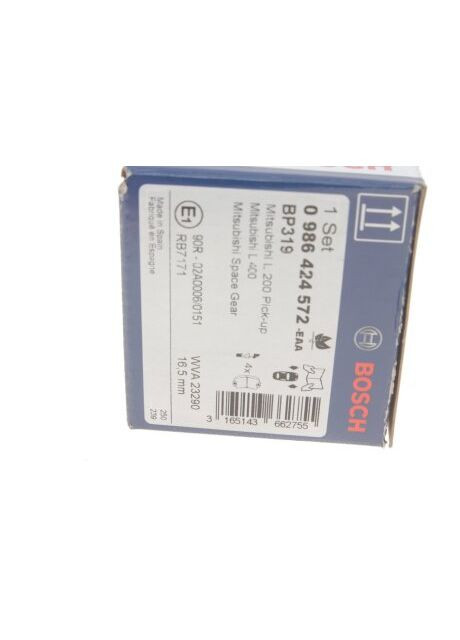 Колодки тормозные (передние) Mitsubishi L200/L400 90-07 (Akebono) 0 986 424 572 RU63 Bosch (332797829)