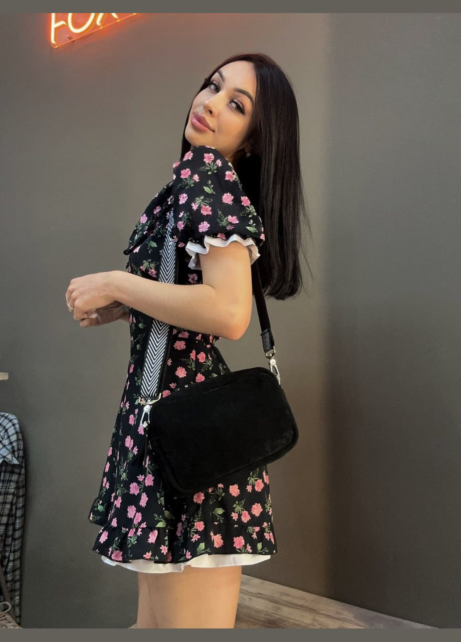 Жіноча крос-боді з натуральної замши (чорна) SW110-1ДК SKILL сумка (341085603)