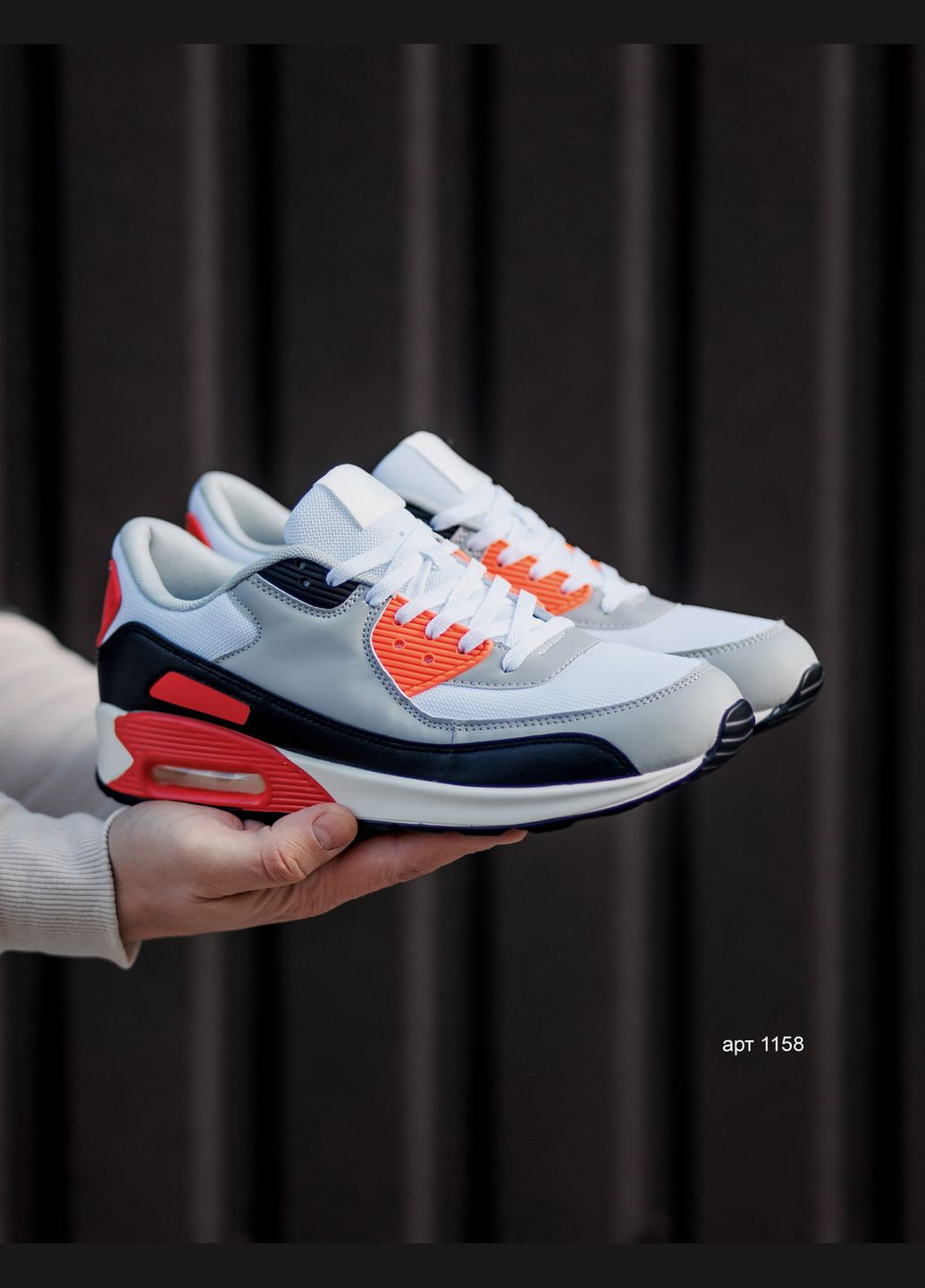 Серо-красные демисезонные кроссовки grey orange No Brand Air Max 90