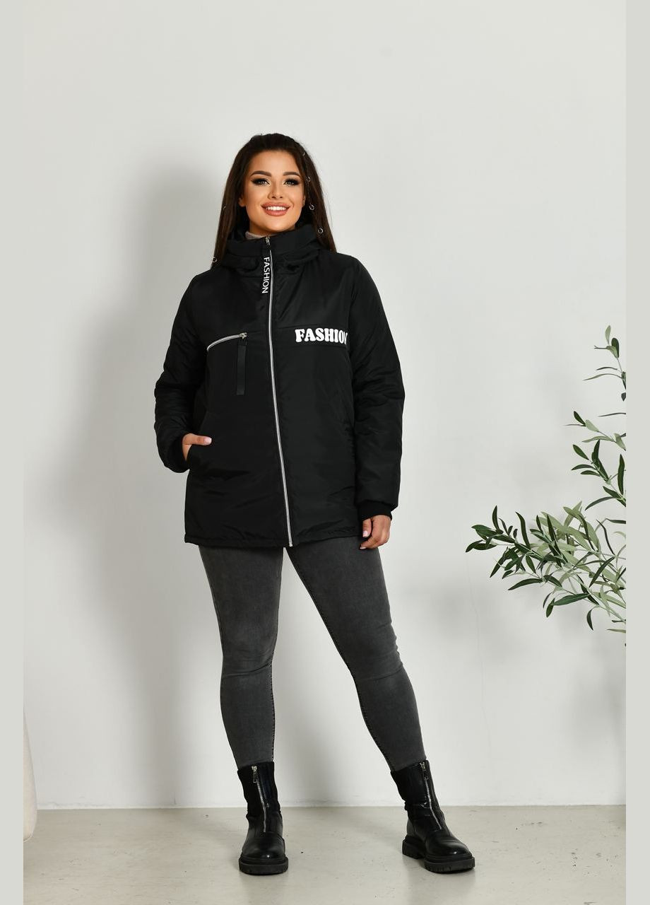 Чорна жіноча коротка куртка колір чорний р.48/50 449630 New Trend