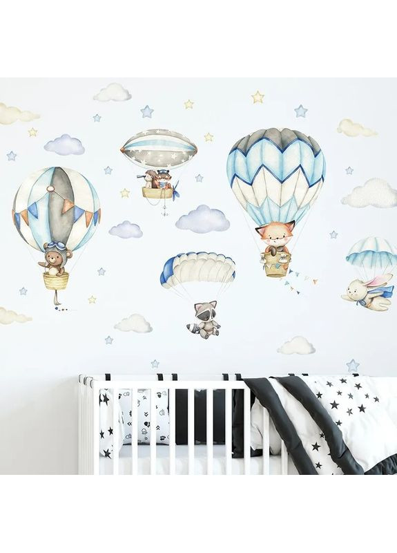 Наклейки на стіну Повітряні кулі та милі тварини BR93347 No Brand (365720994)