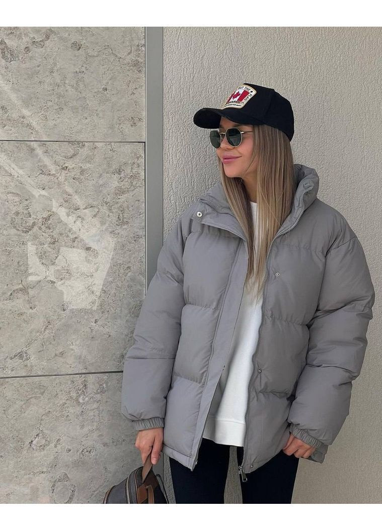 Сіра зимня куртка жіноча зимова тепла No Brand