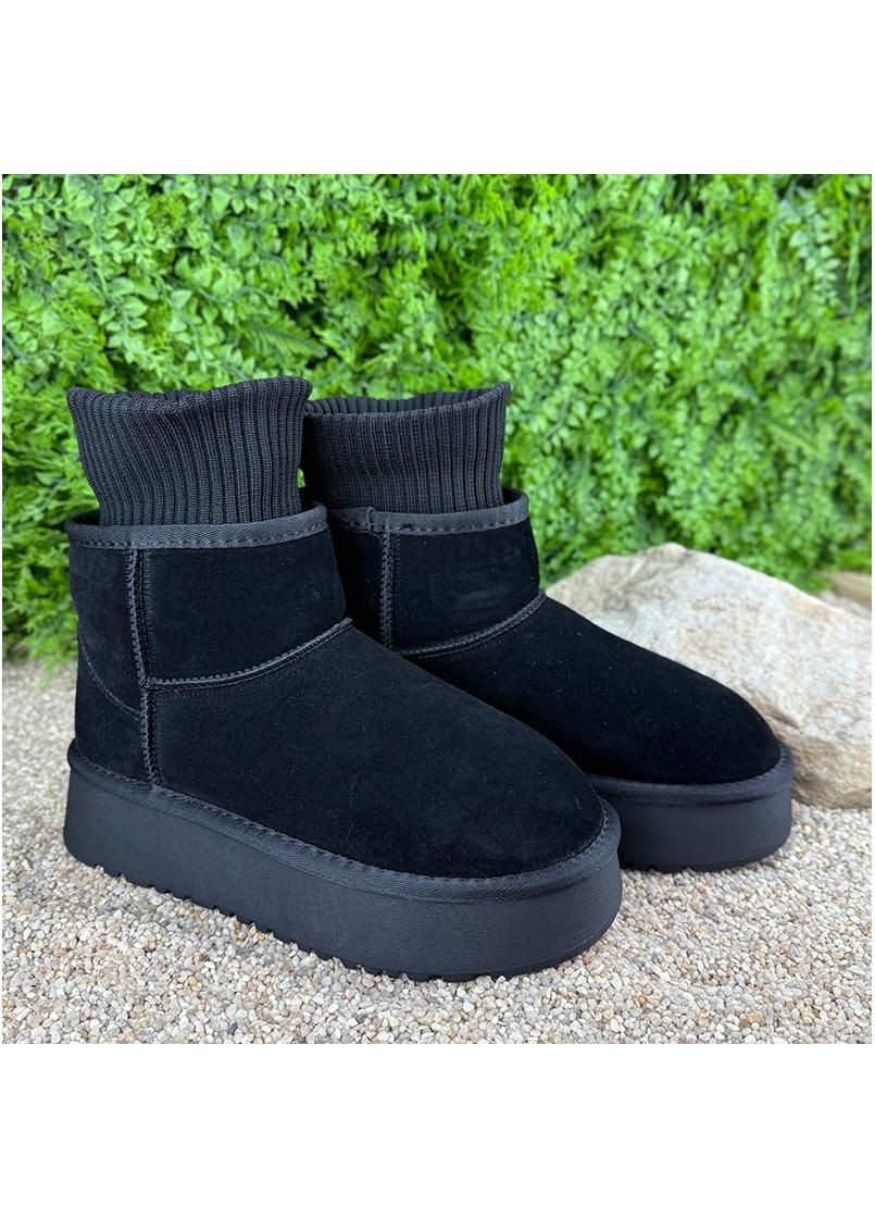 Жiночi уггi замшевi на платформi Е-005012-1-1 Чорнi No Brand (369770090)