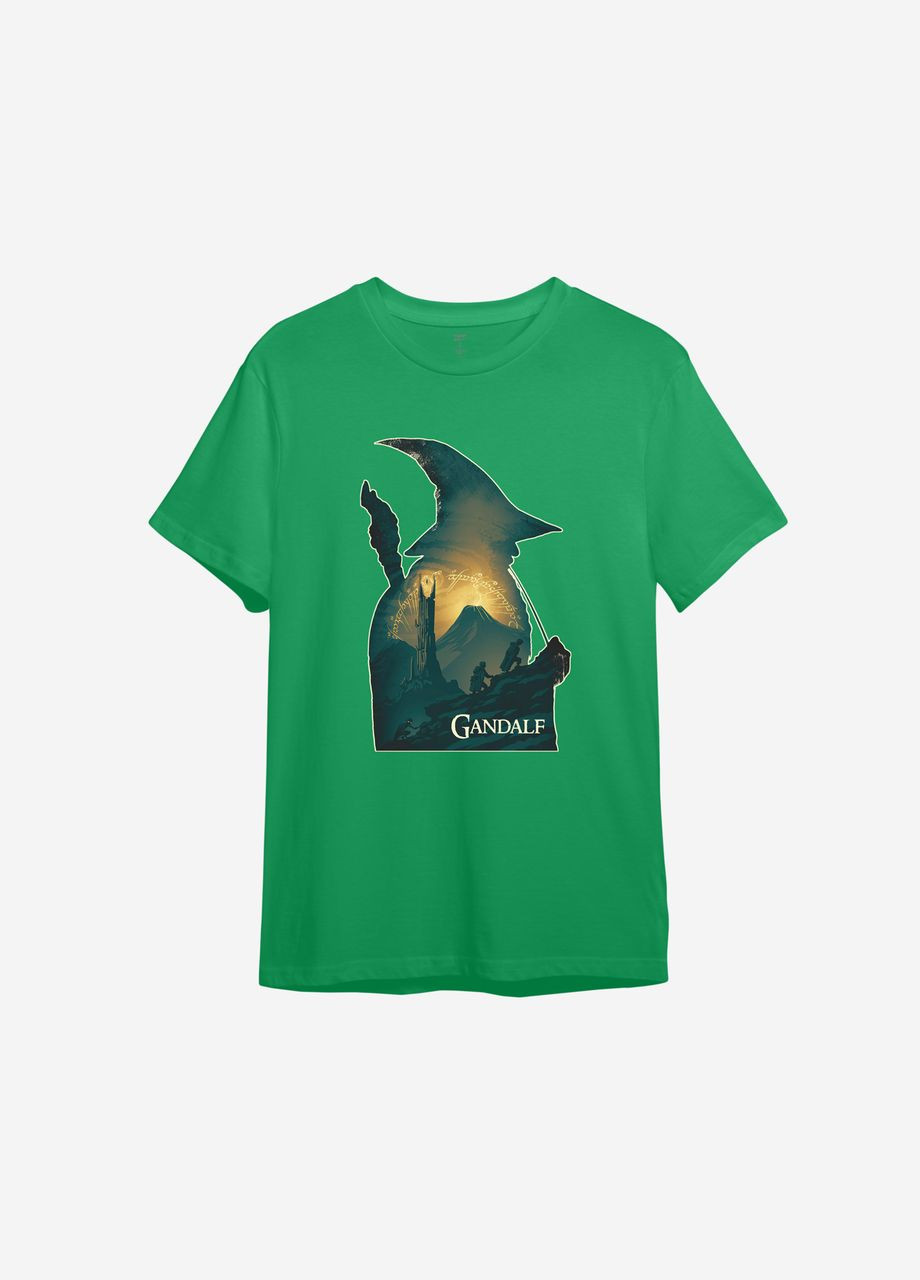 Зеленая всесезон футболка с принтом "gandalf art" ТiШОТКА