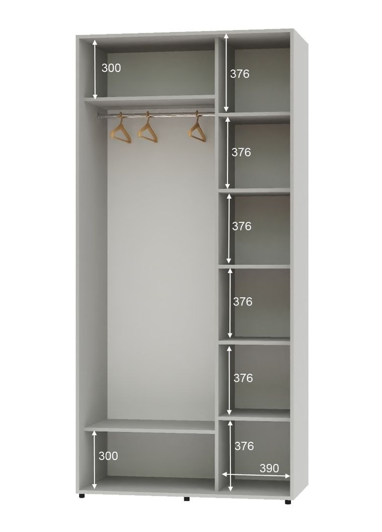 Шкаф-купе двухдверный 130*60*240 Серый 2 двери Зеркало Алекса (360476914)