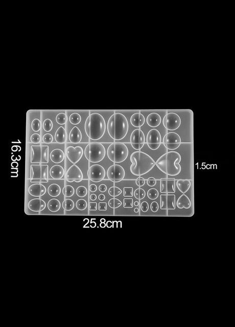 Силіконова форма Молд для різної форми кабошонів підходить під заливку Білий 25.8 см x 16.3 см х 1.5 см Finding (316248307)