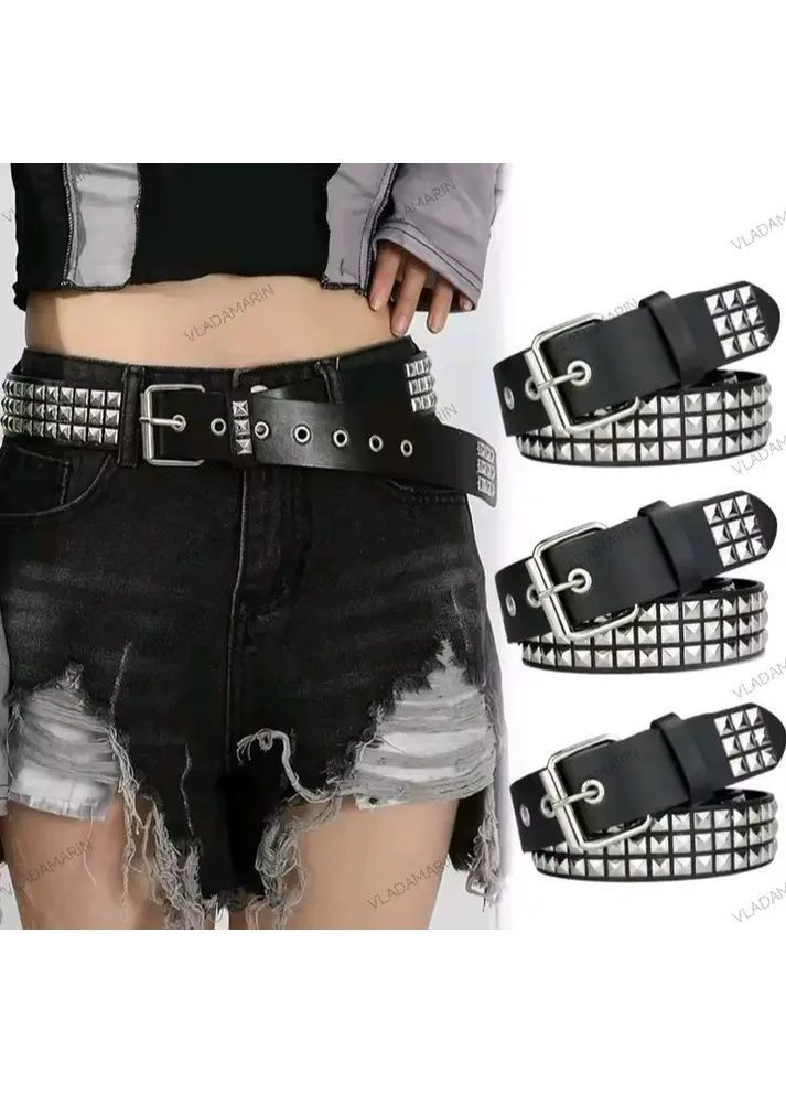 Ремінь шкіряний з металевими заклепками,унісекс панк-рок,готика,байкери No Brand (368695236)