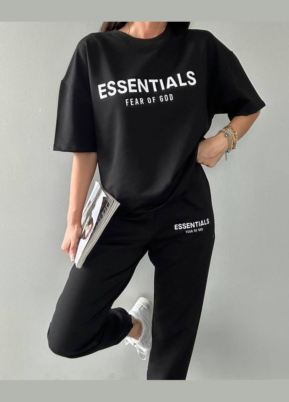Женский костюм футболка и джогери цвет черный р.42/46 454206 New Trend (289477911)