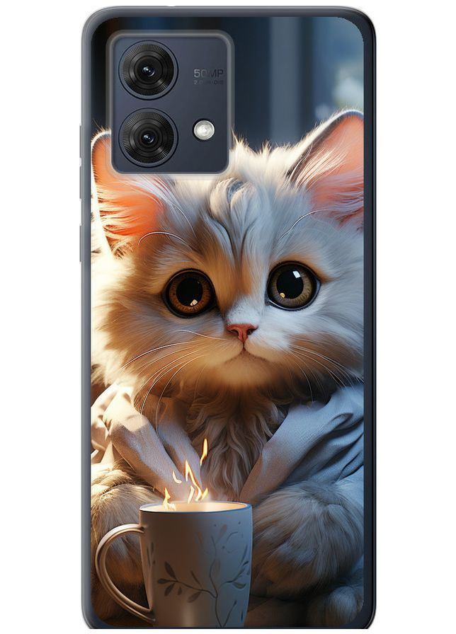Силіконовий чохол 'Білий кіт' для Endorphone Motorola Moto G84 (286422114)