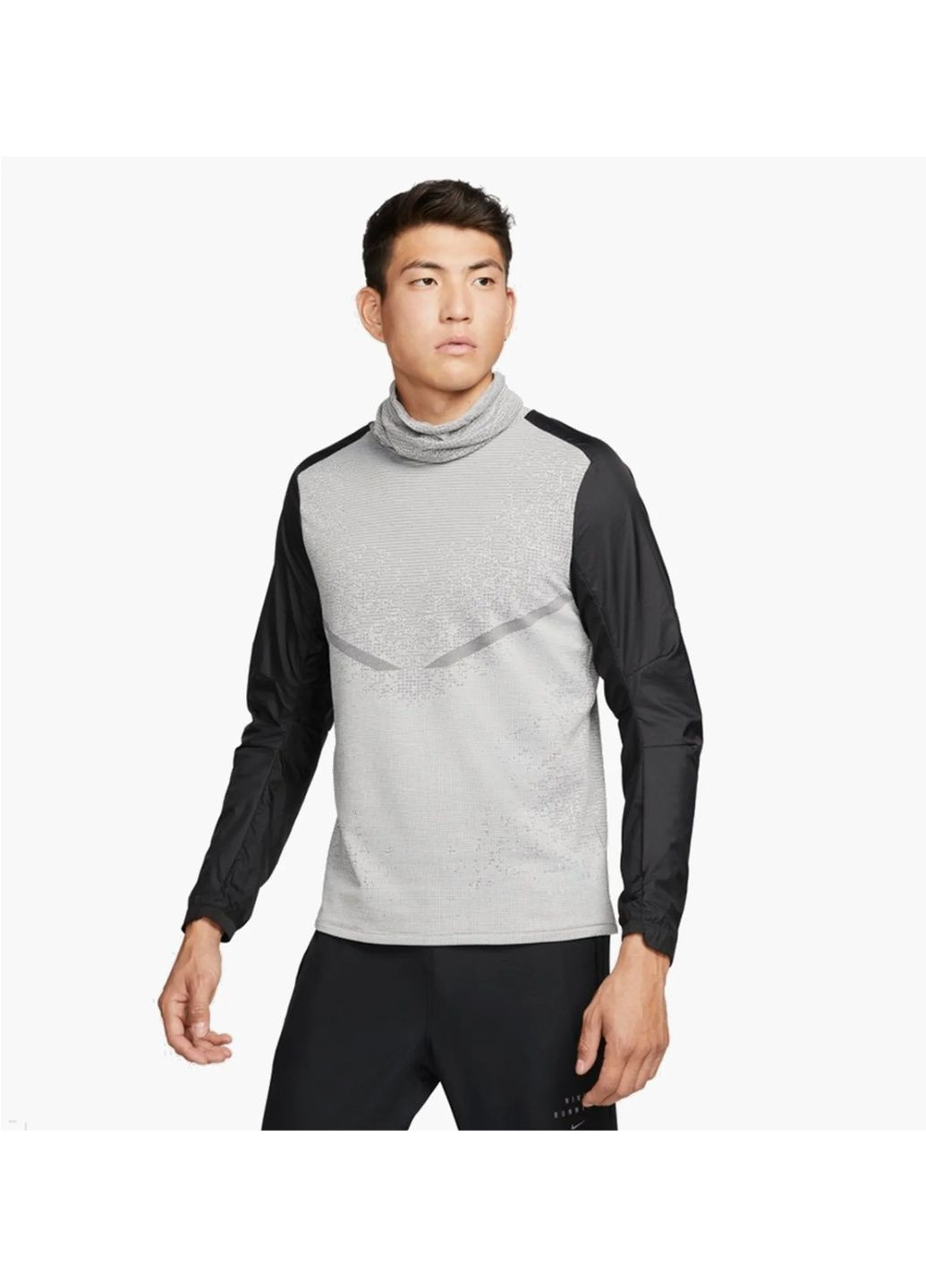 Свитшот мужской Therma-Fit Adv Run Division Grey/Black Nike (364837614)