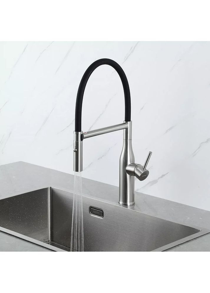 G4098-25 кухня одноваж. вис. вилив нерж. сталь гайка Ø35 (сатин/чорний) {8/1} GAPPO (371881947)