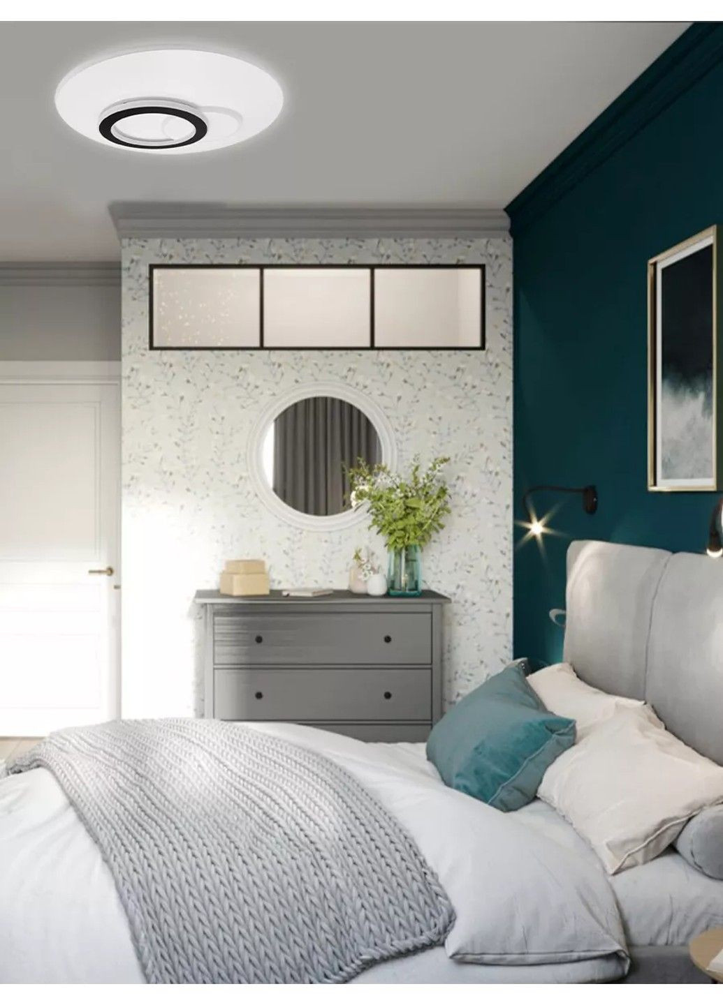 Керована світлодіодна люстра UNIVERSE 80W R-ON/OFF-450×51-WHITE/BLACK-220-IP20 ESLLSE (301020805)