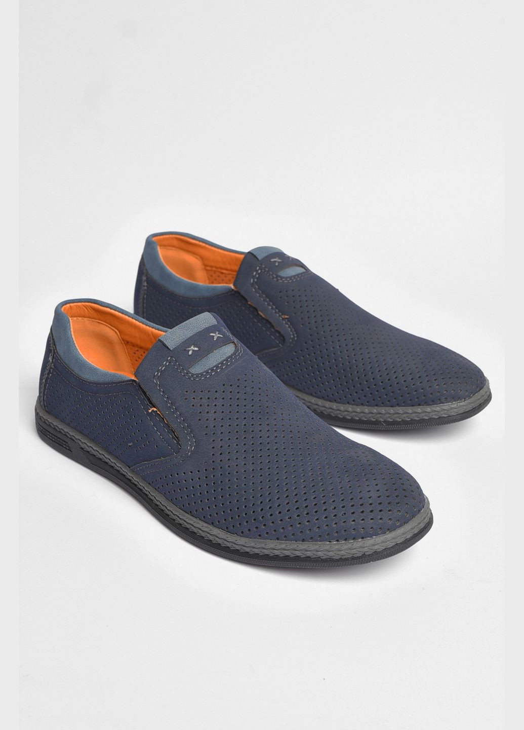 Темно-синие джинсовые туфли мужские темно-синего цвета Let's Shop без шнурков