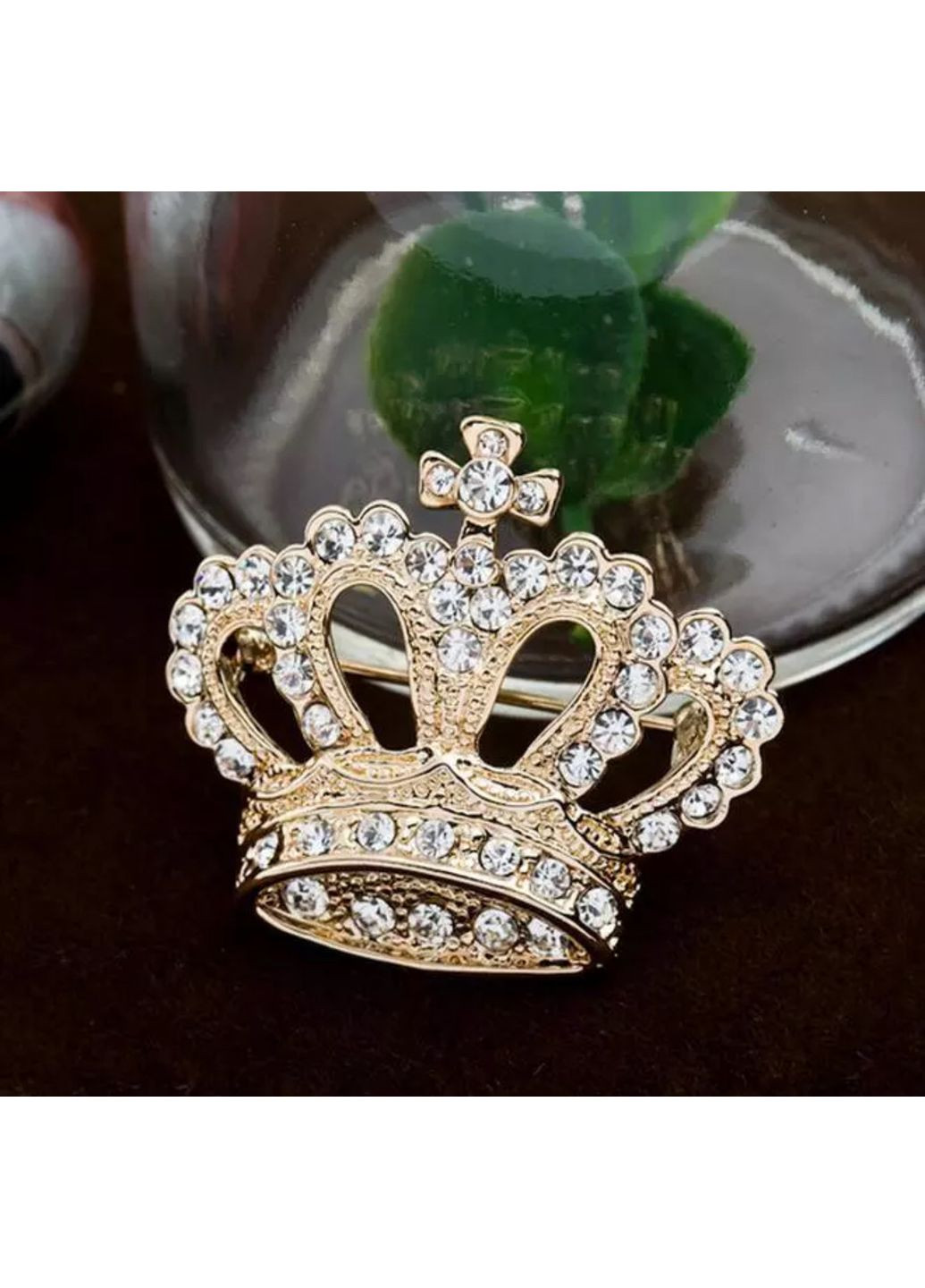 Брошка жіноча стильна, з камінням «Корона монарха» (золотиста) China (366875169)