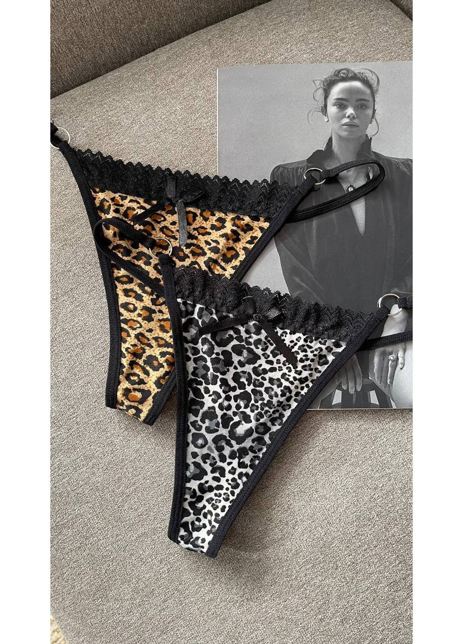 Женские стринги трусики леопардовые стринги на лямках комплект из 2 шт леопардовых трусов для девочек No Brand (365814696)